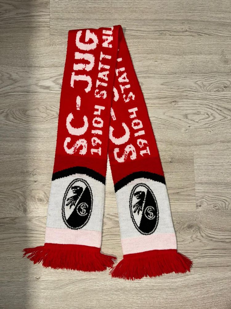 Red And White Scarf With Sc-Jug Logo